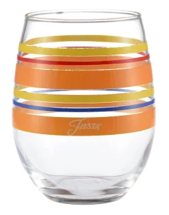 Retired 15 oz. Fiesta® Sienna Sunset Stripes Stemless Wine – Set of 4