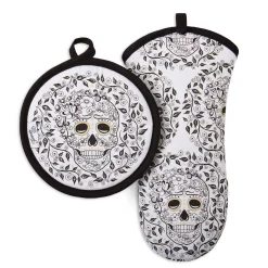 Retired Skull and Vine Oven Mitt & Pot Holder Set