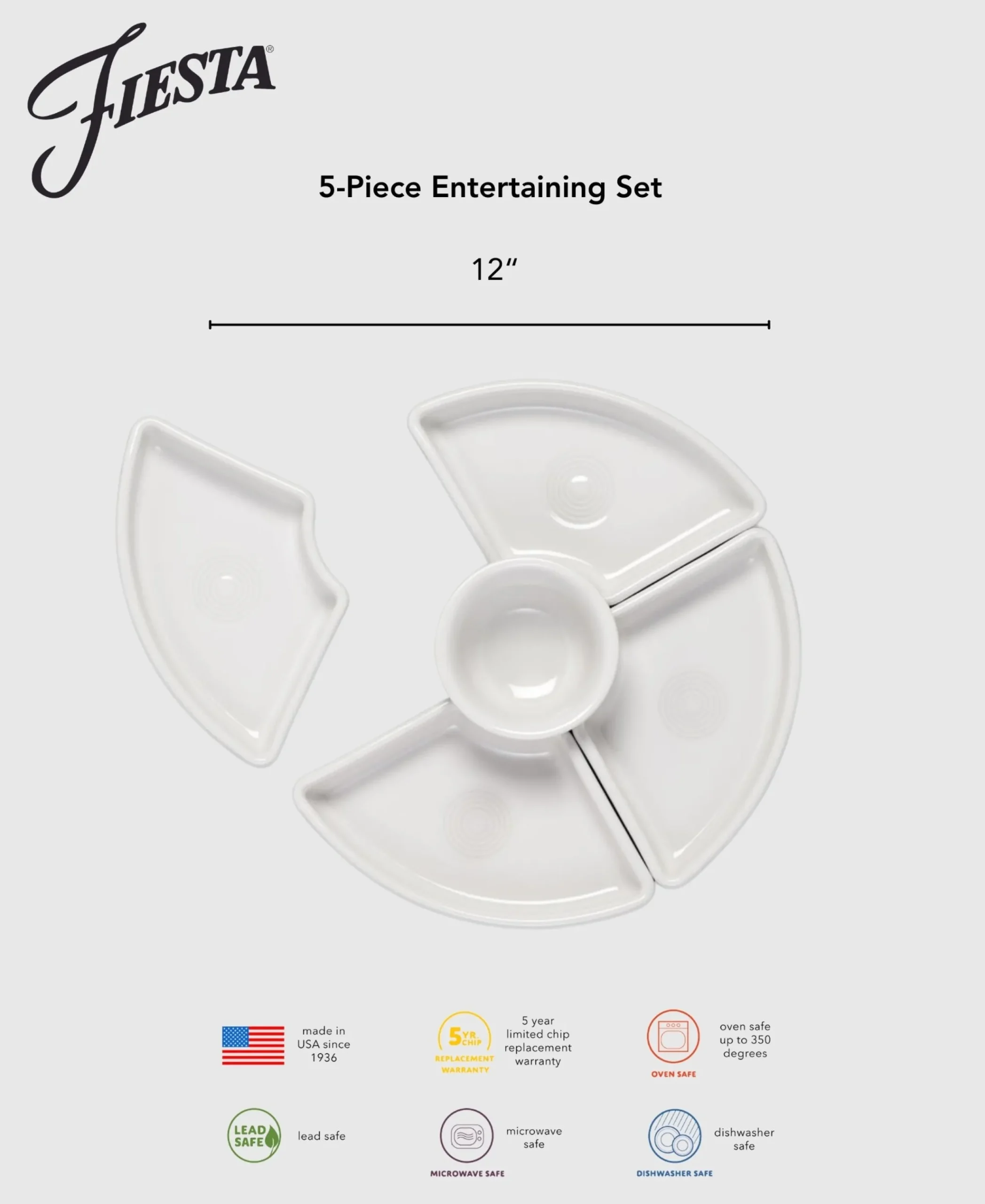 Sunset Horizon 5-Piece Mixed Colors Entertaining Set 8 1/5 Inch