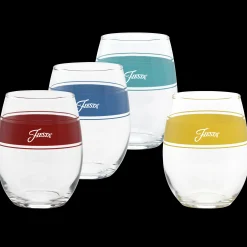Vibrant 15 oz. Frame Stemless Wine Glass Mixed Color – Set of 4